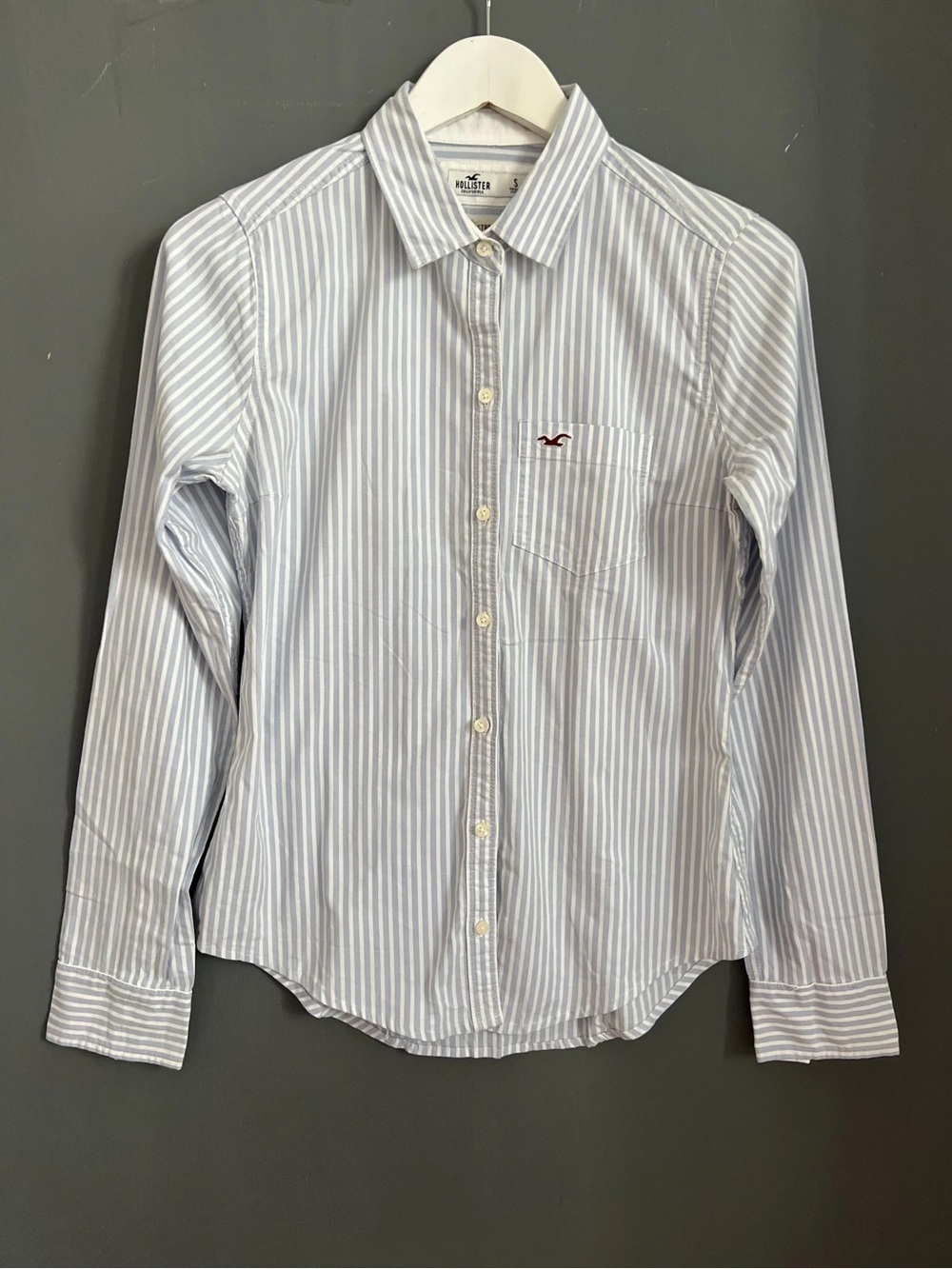 Hollister Light Blue and White Striped Button-Down Shirt